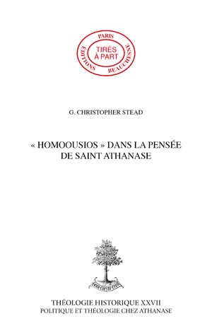 "HOMOOUSIOS" DANS LA PENSÉE DE SAINT ATHANASE